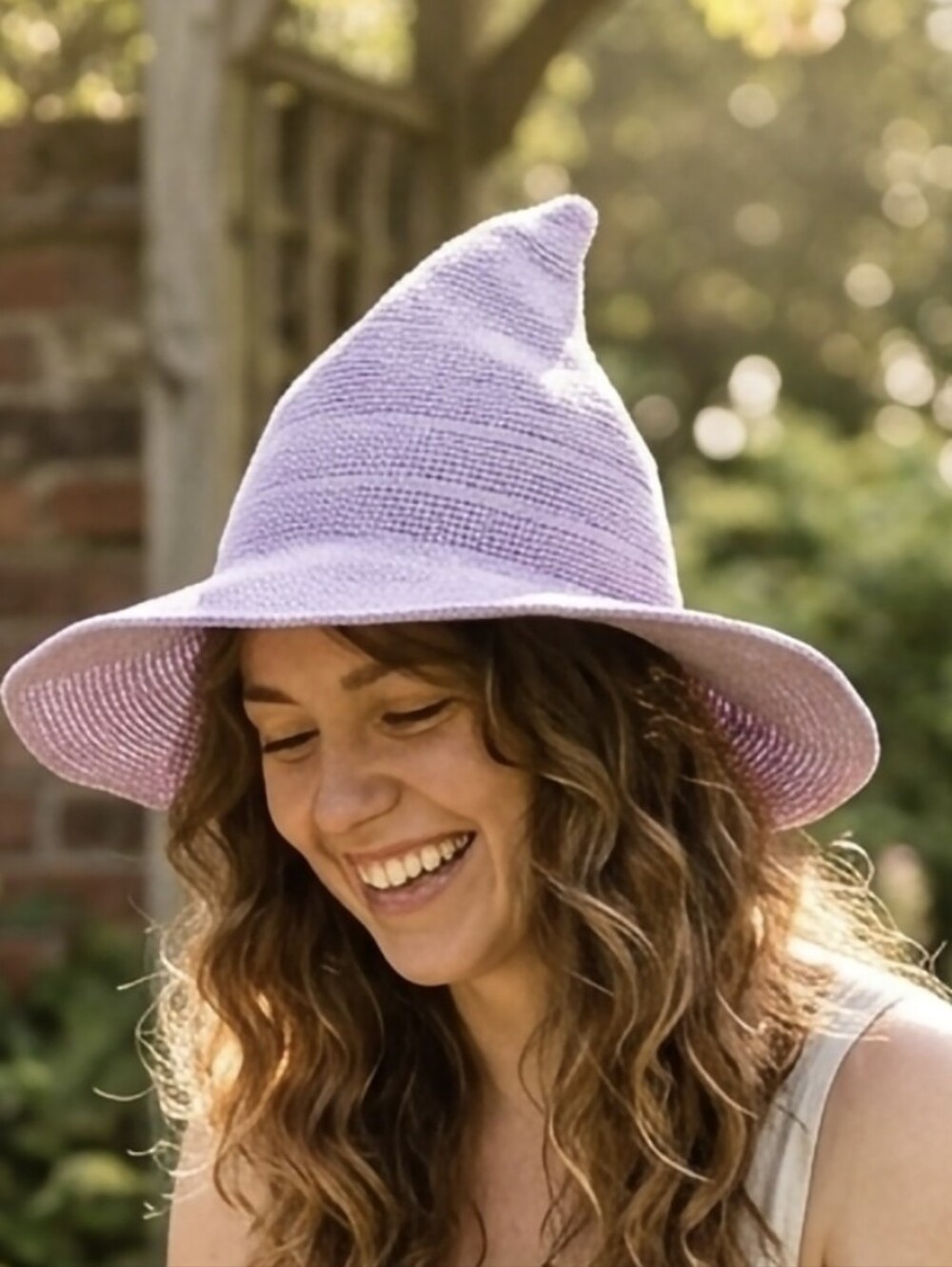 Purple Pastel Knit Witch Hat Whimsical Renaissance Faire Cottagecore Style